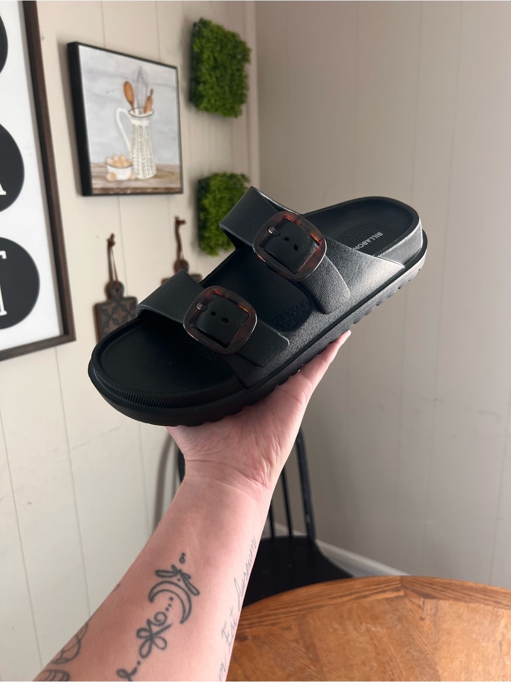 Billabong | Black Slide Sandals with Double Buckle